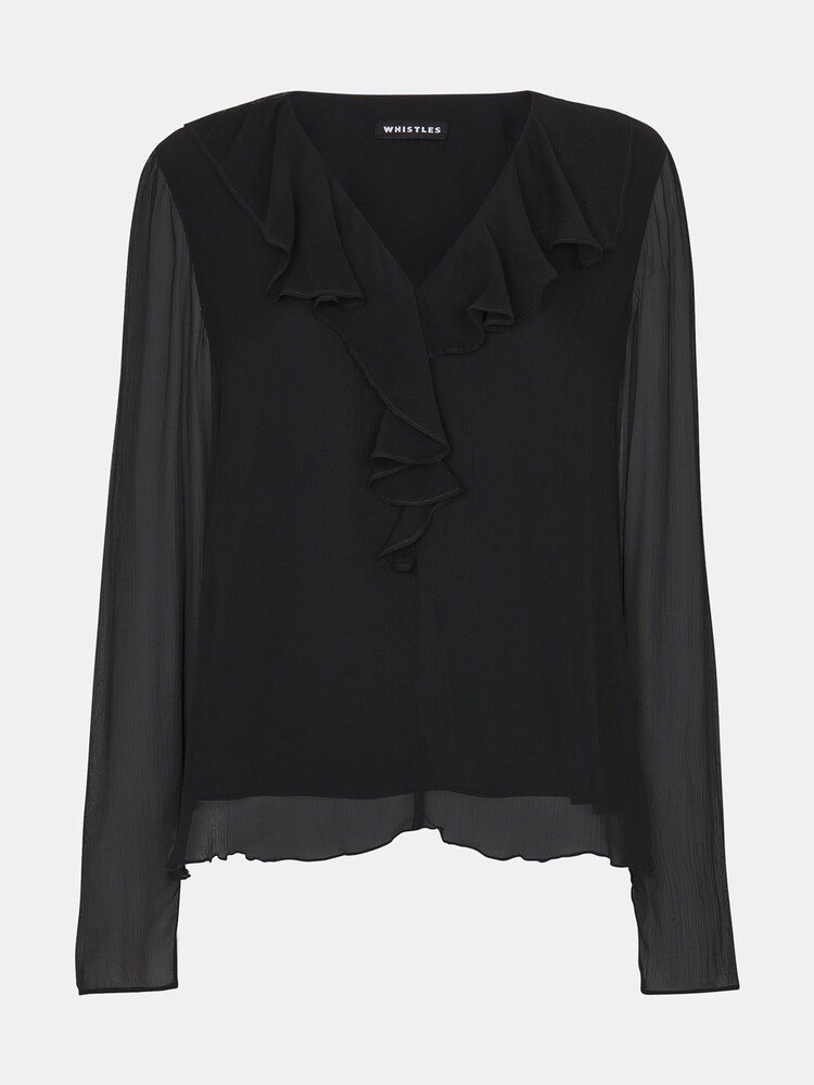 Whistles Black Ruffle Collar Detail Blouse - Image 5 of 5 Whistles Black Ruffle Collar Detail Blouse - Image 5 of 5