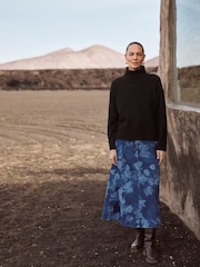 Whistles Wool Split Back Roll Neck Black Jumper - Image 1 of 6
