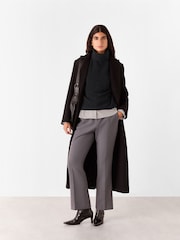 Whistles Wool Split Back Roll Neck Black Jumper - Image 4 of 6