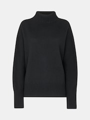 Whistles Wool Split Back Roll Neck Black Jumper - Image 6 of 6