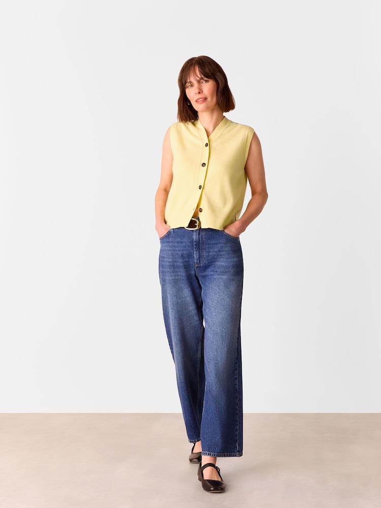 Whistles Yellow Whistles Yellow Wool V-Neck Button Front Cardigan - Image 6 of 6