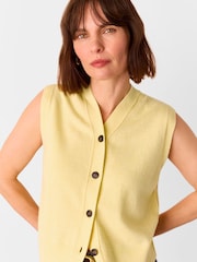 Whistles Yellow Whistles Yellow Wool V-Neck Button Front Cardigan - Image 6 of 6
