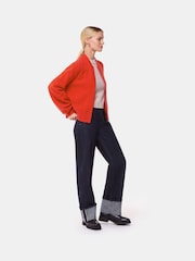 Whistles Red Zip Front Bomber Knit Jumper - Image 3 of 5