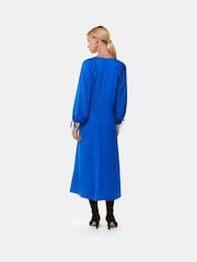 Whistles Blue Molly Satin Ruched Dress - Image 3 of 6