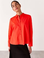 Whistles Red Boxy 100% Cotton Shirt - Image 1 of 5