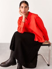 Whistles Red Boxy 100% Cotton Shirt - Image 3 of 5
