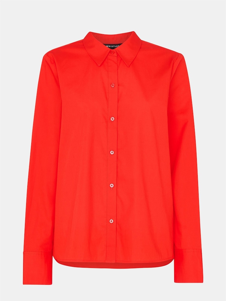Whistles Red Boxy 100% Cotton Shirt - Image 5 of 5