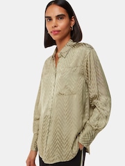 Whistles Green Jacquard Zig Zag Print Shirt - Image 1 of 5
