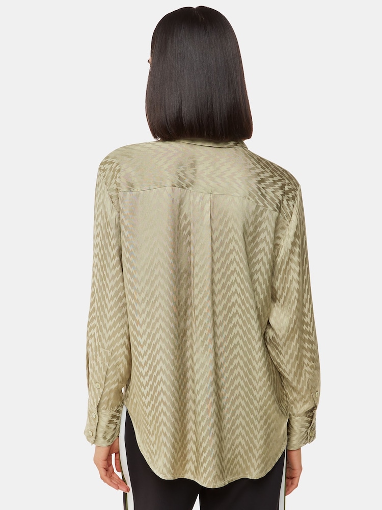 Whistles Green Jacquard Zig Zag Print Shirt - Image 2 of 5