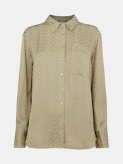 Whistles Green Jacquard Zig Zag Print Shirt - Image 5 of 5