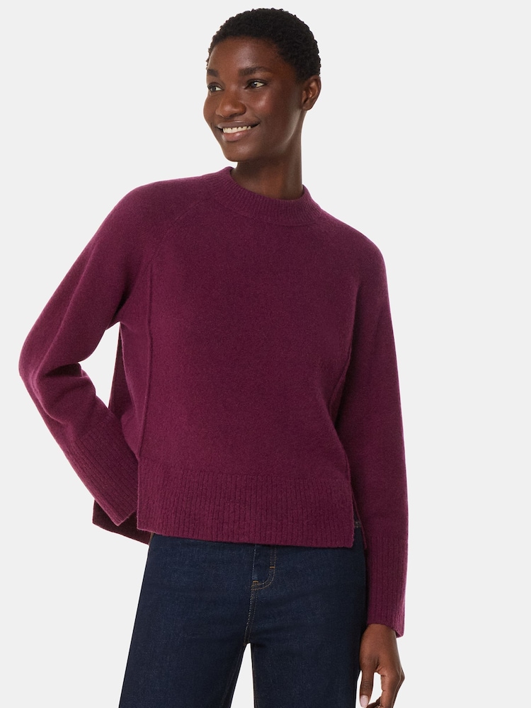 Whistles Red Wool Mix Side Split Knit Jumper - Image 1 of 5 Whistles Red Wool Mix Side Split Knit Jumper - Image 1 of 5