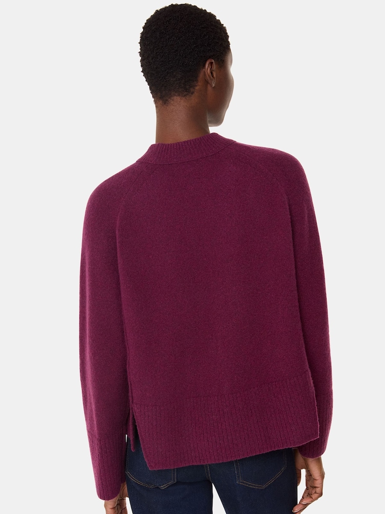 Whistles Red Wool Mix Side Split Knit Jumper - Image 2 of 5 Whistles Red Wool Mix Side Split Knit Jumper - Image 2 of 5