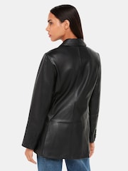 Whistles Aliza Waisted Leather Black Blazer - Image 2 of 5