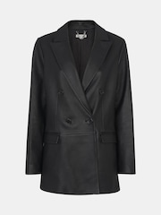 Whistles Aliza Waisted Leather Black Blazer - Image 5 of 5