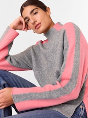 Whistles Pink Colour Block Wool Mix Knit Jumper - Image 3 of 5