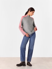 Whistles Pink Colour Block Wool Mix Knit Jumper - Image 4 of 5