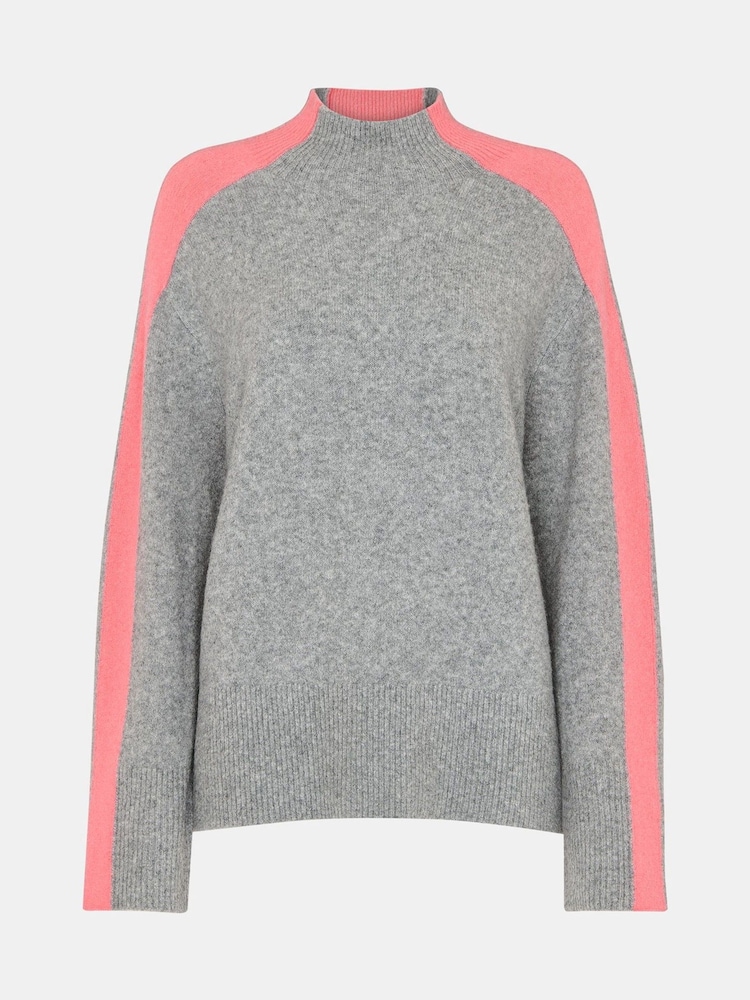 Whistles Pink Colour Block Wool Mix Knit Jumper - Image 5 of 5