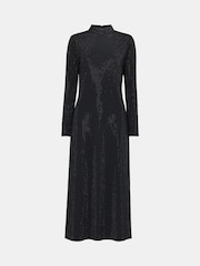Whistles Schwarzes Midikleid aus Jersey mit Strassdetails - Bild 6 von 6