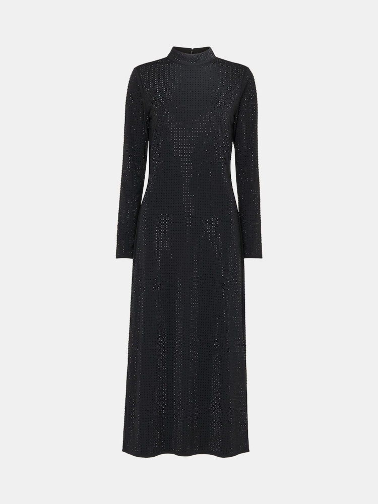 Whistles Schwarzes Midikleid aus Jersey mit Strassdetails - Bild 6 von 6