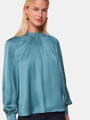 Whistles Blue Lea Satin Blouse - Image 2 of 6