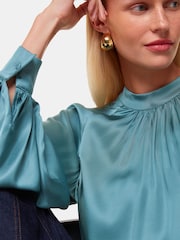 Whistles Blue Lea Satin Blouse - Image 5 of 6
