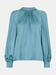 Whistles Blue Lea Satin Blouse - Image 6 of 6