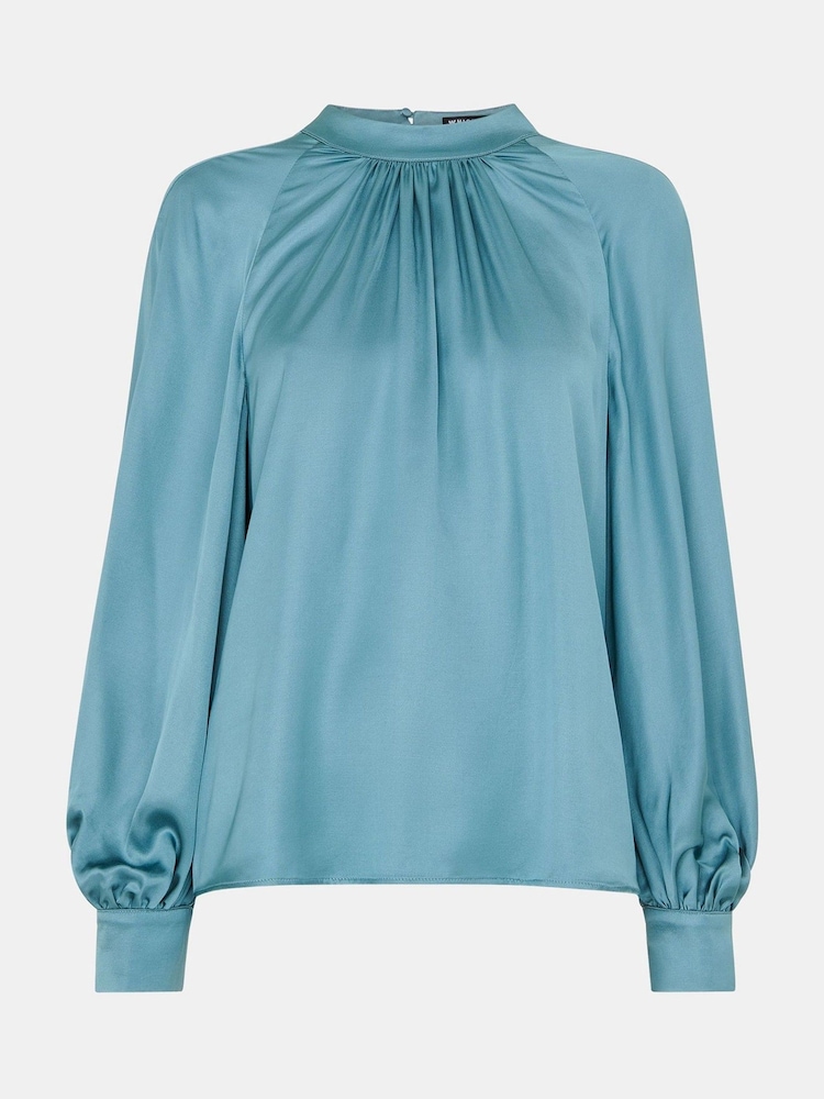 Whistles Blue Lea Satin Blouse - Image 6 of 6 Whistles Blue Lea Satin Blouse - Image 6 of 6
