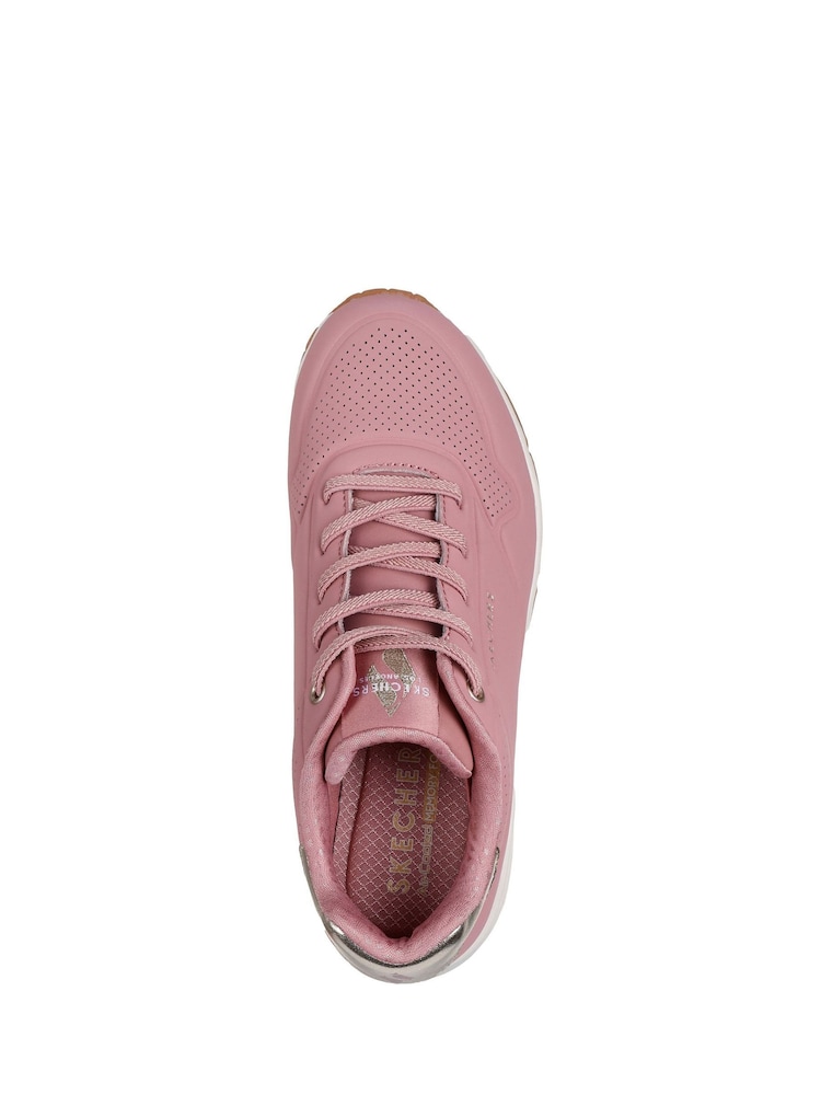 Skechers Light Pink Womens Standard Fit Uno Trainers - Image 5 of 5