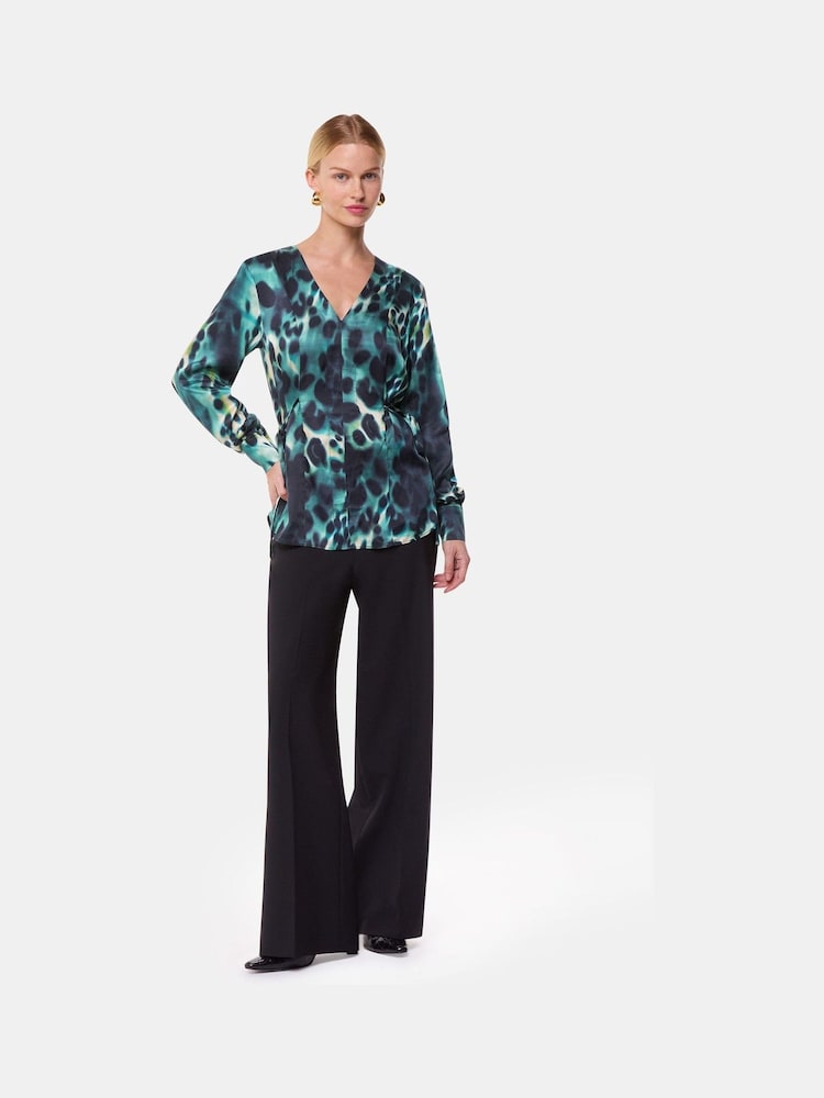 Whistles Misty Leopard Print V-Neck Blouse - Image 4 of 6