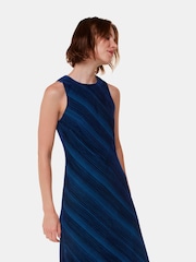 Whistles Blue Devore Stripe Velvet Dress - Image 3 of 5