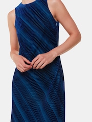 Whistles Blue Devore Stripe Velvet Dress - Image 4 of 5