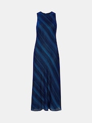 Whistles Blue Devore Stripe Velvet Dress - Image 5 of 5
