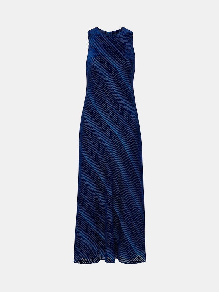 Whistles Blue Devore Stripe Velvet Dress - Image 5 of 5
