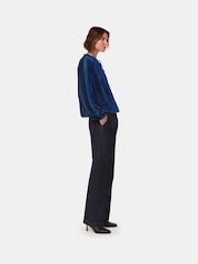 Whistles Blue Devore Stripe Velvet Blouse - Image 3 of 5