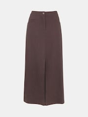Whistles Grey Mila Linen Blend Midi Skirt - Image 5 of 5