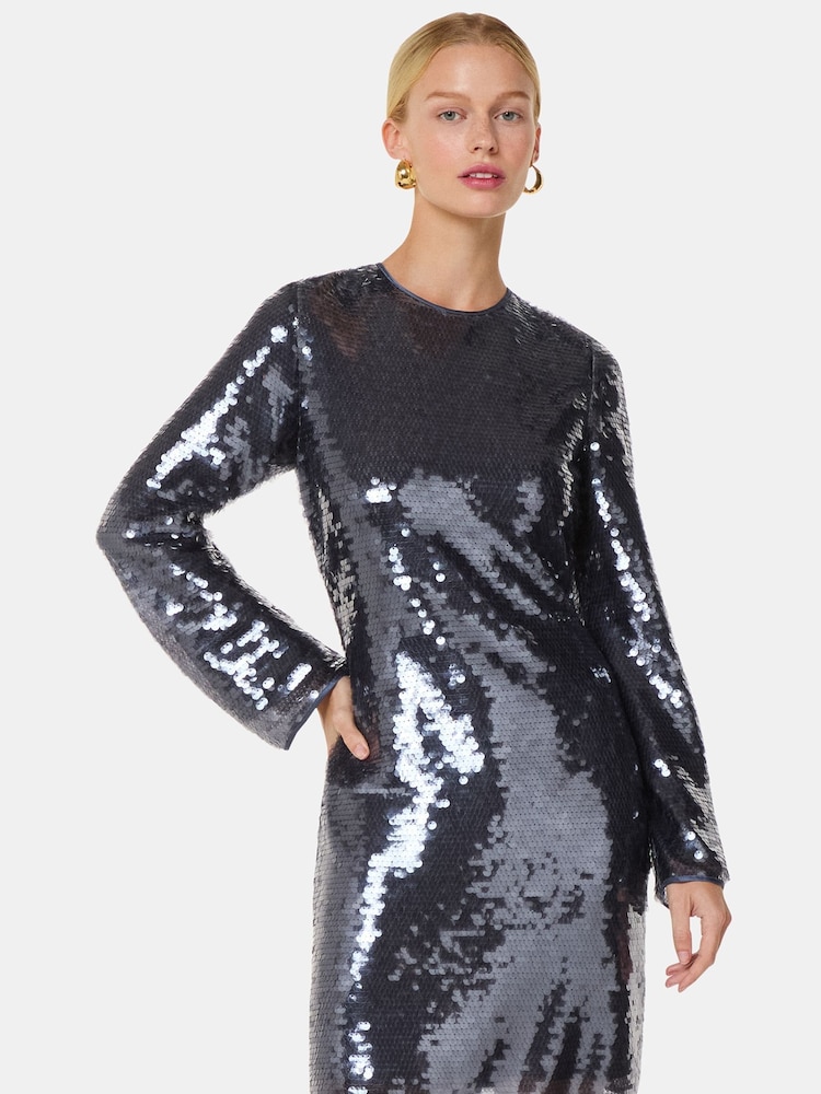 Whistles Metallic Metallic Sequin Mini Dress - Image 1 of 6