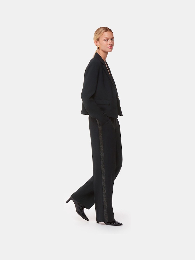 Whistles Quinn Sequin Stripe Black Trousers - Image 1 of 5