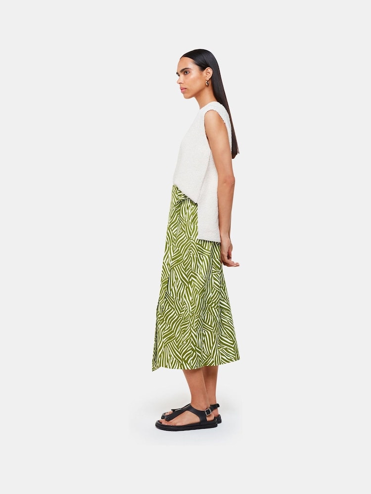 Whistles Green Linear Leaf Wrap Midi Skirt - Image 1 of 4 Whistles Green Linear Leaf Wrap Midi Skirt - Image 1 of 4