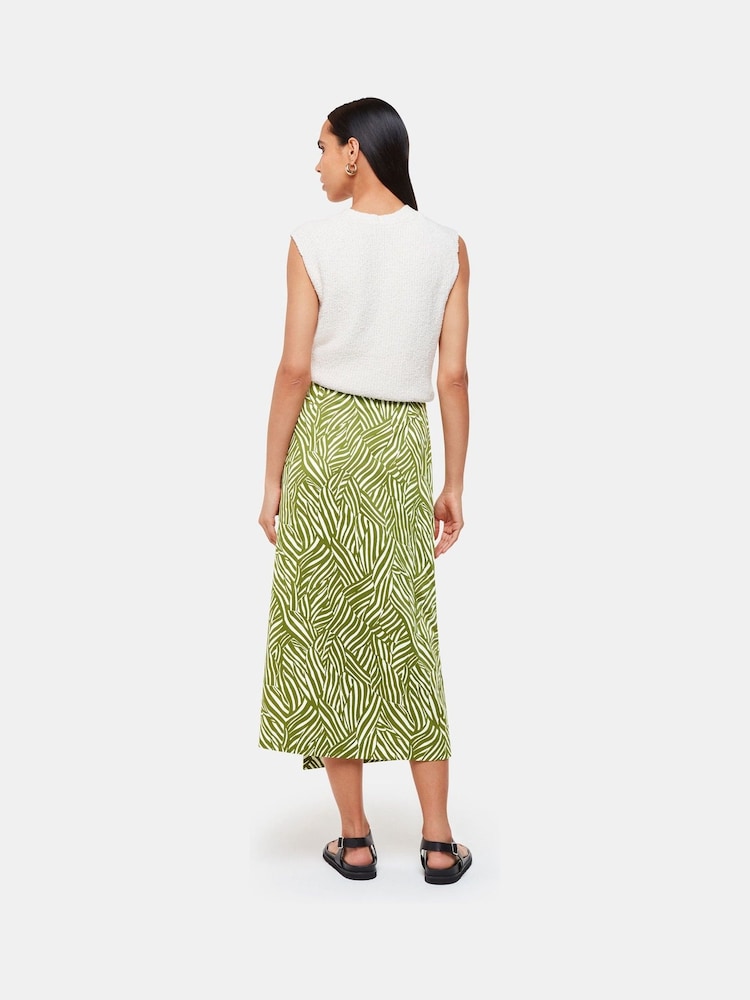 Whistles Green Linear Leaf Wrap Midi Skirt - Image 2 of 4 Whistles Green Linear Leaf Wrap Midi Skirt - Image 2 of 4