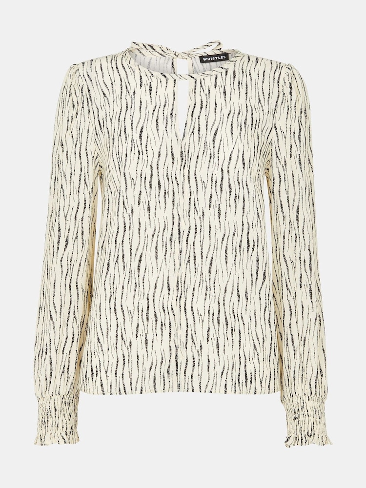 Whistles White Shibori Stripe Detail Blouse - Image 5 of 5