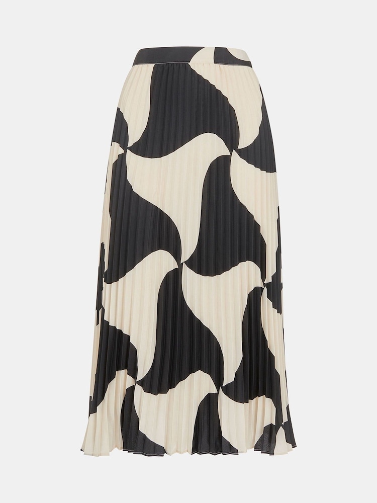 Whistles Black Triangle Swirl Pleated Skirt - Image 2 of 2