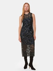 Whistles Lyra schwarzes Kleid mit Floralmuster und Pailletten - Bild 1 von 5