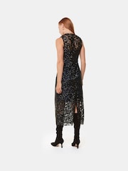 Whistles Lyra schwarzes Kleid mit Floralmuster und Pailletten - Bild 2 von 5