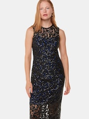 Whistles Lyra schwarzes Kleid mit Floralmuster und Pailletten - Bild 3 von 5
