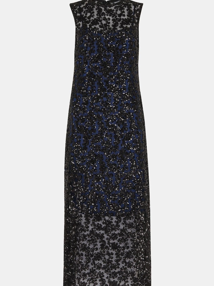 Whistles Lyra schwarzes Kleid mit Floralmuster und Pailletten - Bild 5 von 5