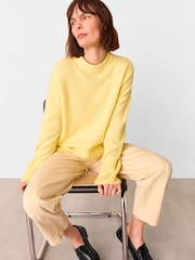 Whistles Yellow Wool Ribbed Cuff Knit Jumper - Image 4 of 6