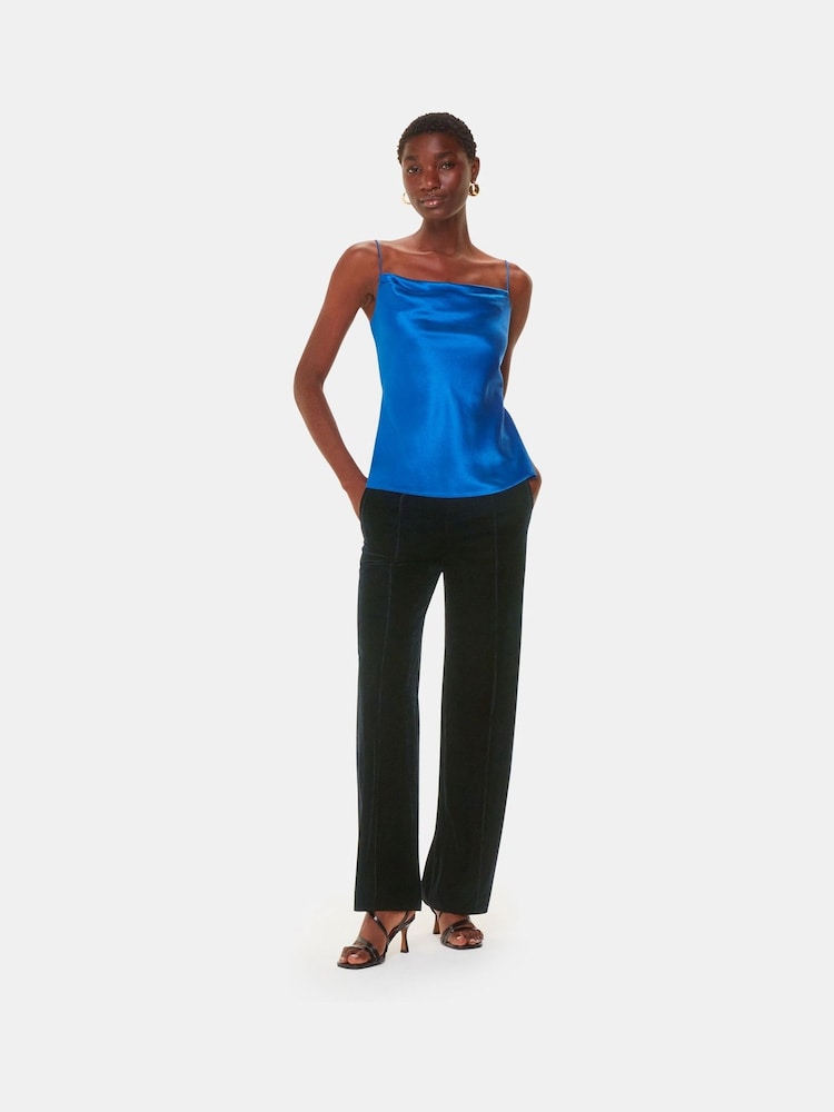 Whistles Black Velvet Full Length Trousers - Image 1 of 5 Whistles Black Velvet Full Length Trousers - Image 1 of 5