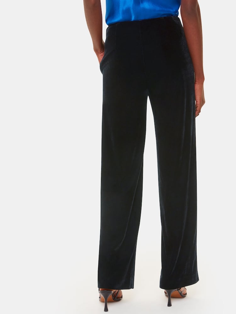 Whistles Black Velvet Full Length Trousers - Image 2 of 5 Whistles Black Velvet Full Length Trousers - Image 2 of 5