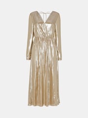 Whistles Gold Metallic Wrap Front Dress - Image 5 of 5