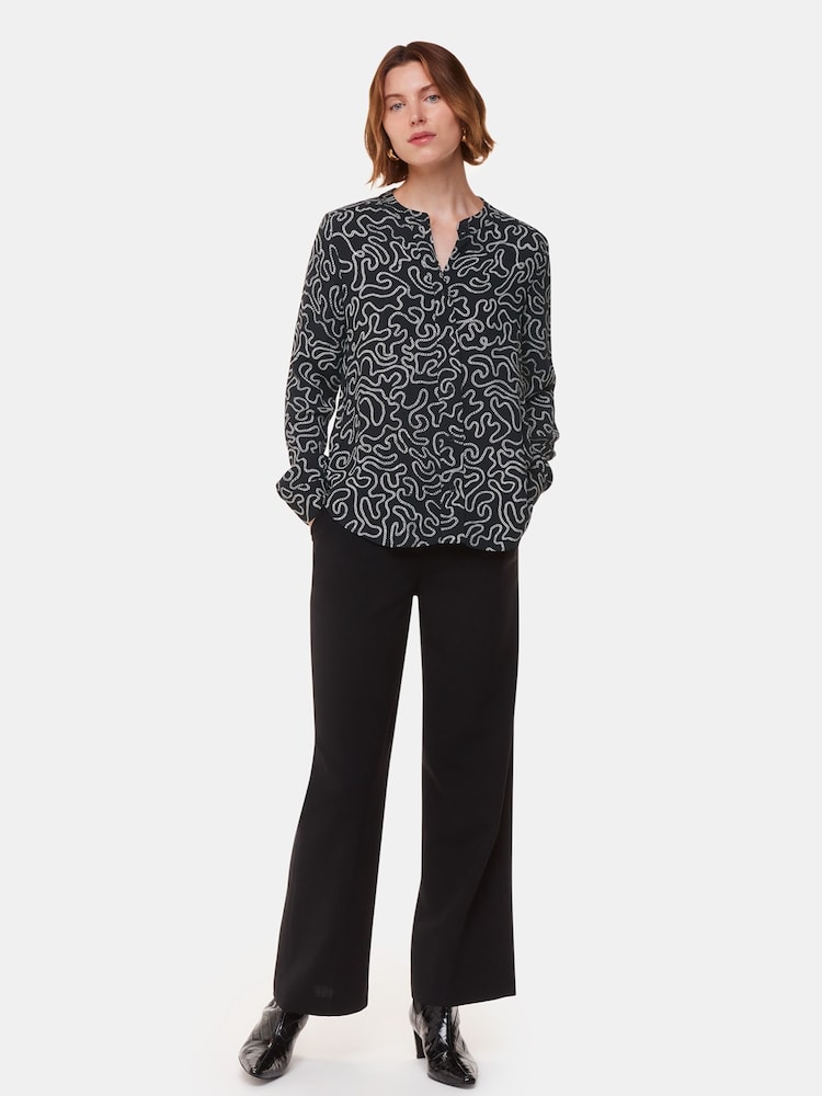 Whistles Black Chain Print Blouses - Image 3 of 5